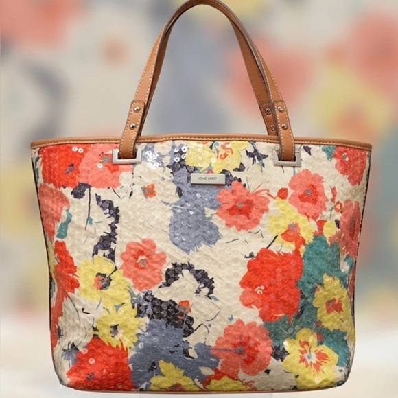 BOH-CHIC NINE WEST SEQUIN FLORAL CLASSIC SPRING CARRY ALL. EXCELLENT CONDITION. - Picture 2 of 8